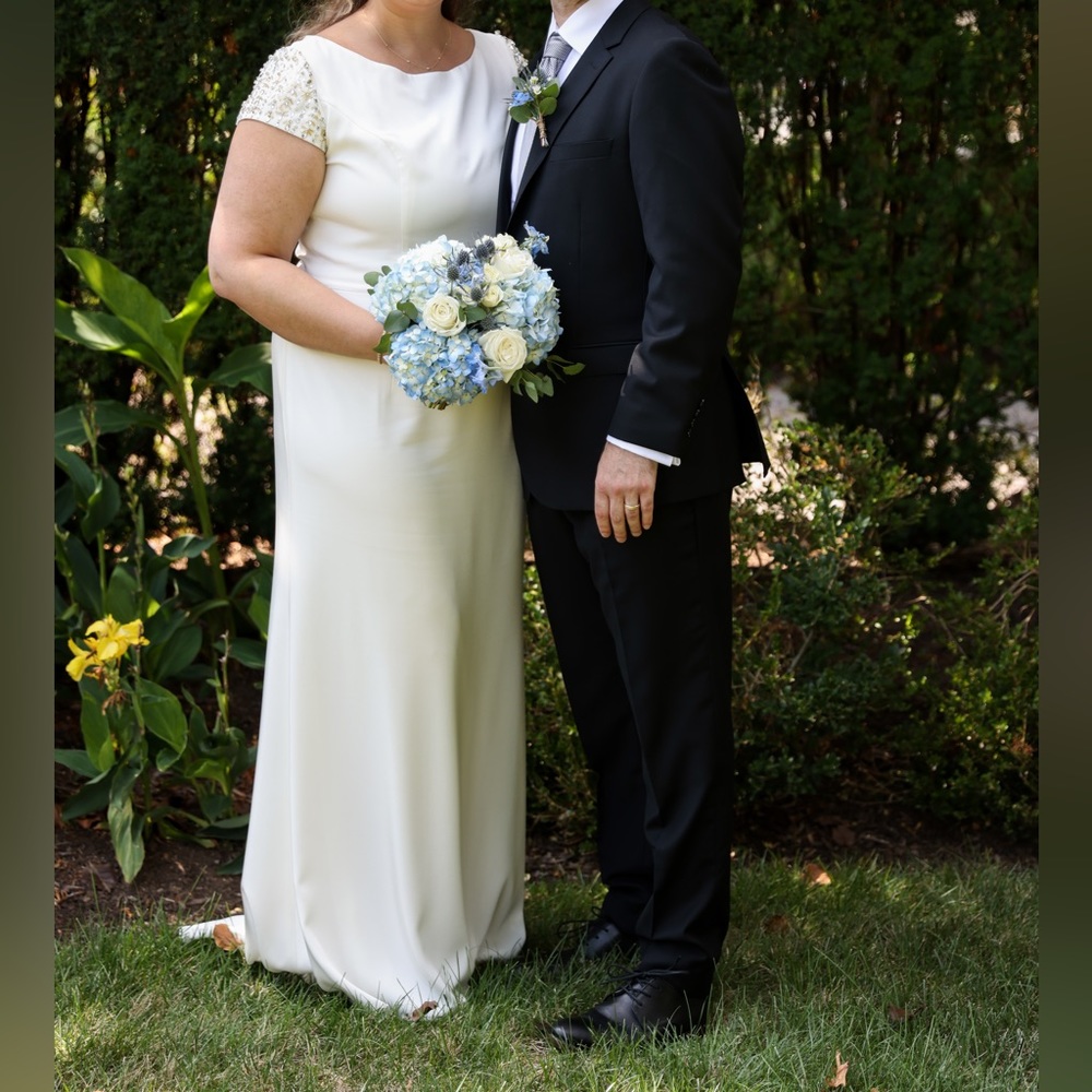 Mac Duggal White Gown- Formal Wedding Prom Evening